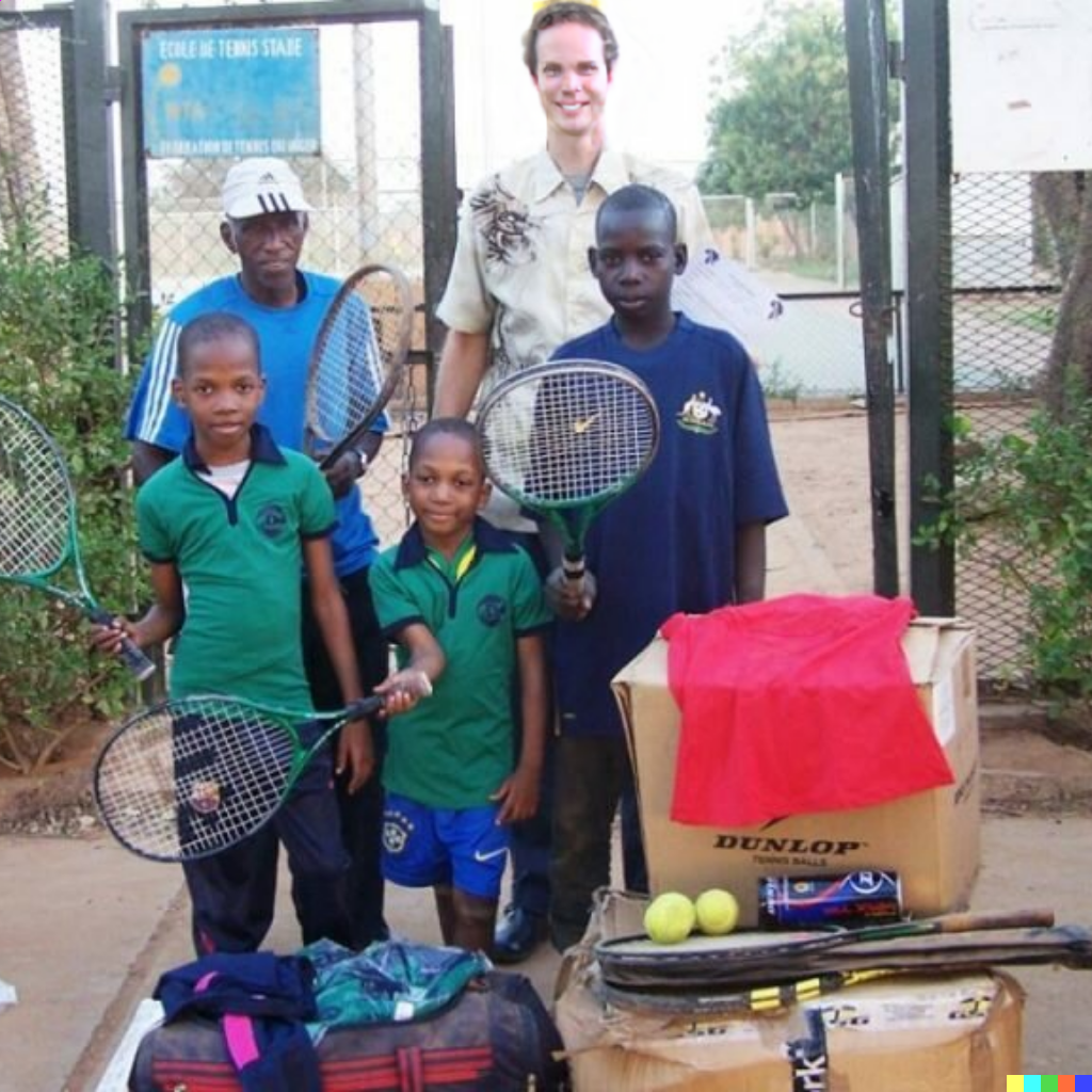 Tennismaterialen voor school in Niamey